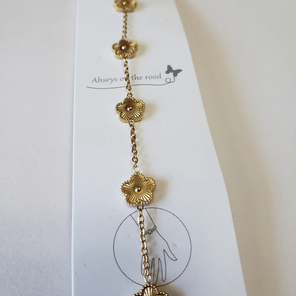 Stainless Steel Hot Gold Plated Clover Charm Bracelet Luxury - Picture 3 of 7